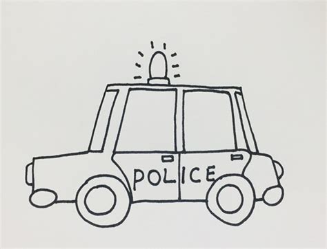 卡通警车简笔画图片 警车怎么画- 老师板报网