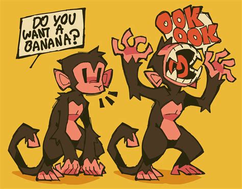 Funny Cartoon Monkeys Offering Bananas