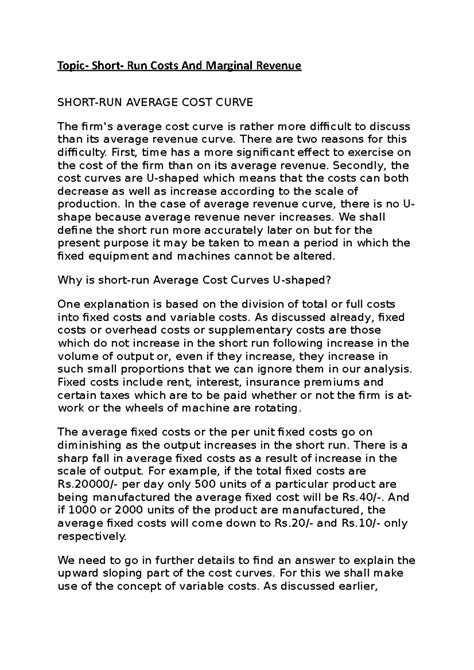 Topic-Short- Run Costs And Marginal Revenue - Topic- Short- Run Costs ...