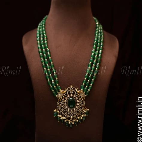Deeptha Victorian Beaded Necklace - Green