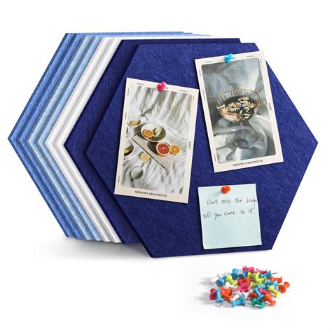 Uoisaiko30cm Large Felt Hexagon Bulletin Board With 30 Push Pins ...