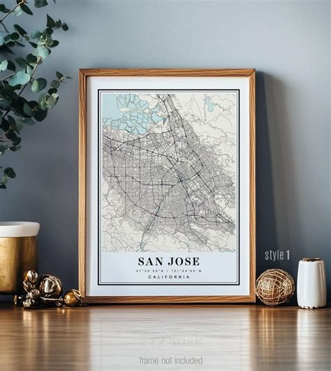 San Jose Map Print SJSU Map Poster Modern San Jose Wall Art SJ California City Map Decor - Etsy