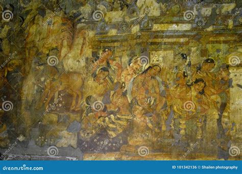 Ajanta Caves Paintings, Aurangabad, India Stock Photo - Image of ellora ...