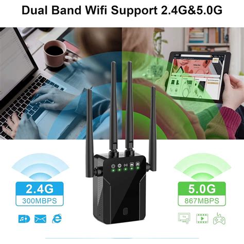 Amplificator Semnal WiFi MOSMAOO®, 4 Antene, 2 LAN Slots, Transfer 1200 ...