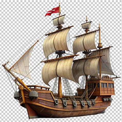 PSD of a pirate ship isolated in front view on transparent background ...