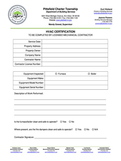 2018 Form MI HVAC Certification - Pittsfield Charter Township Fill ...