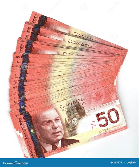 Fanned Out Canadian Fifty Dollar Bills Stock Image - Image of elizabeth ...