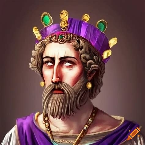 Portrait of emperor julian the apostate with green eyes and diadem