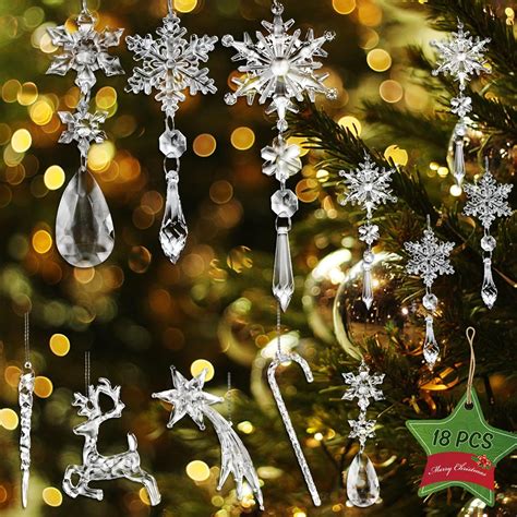 Amazon.com: 18PCS Crystal Christmas Ornaments Christmas Tree ...