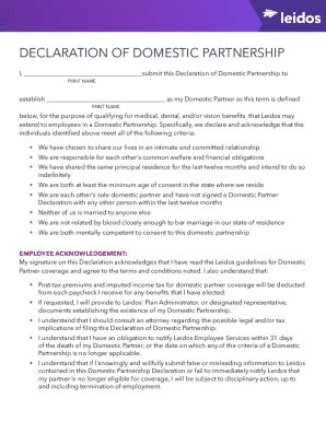 Fillable Online Declaration of Domestic Partnership Fax Email Print ...