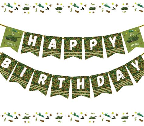 Camouflage Birthday Banner Party Decorations Came Hero Army Soldier ...