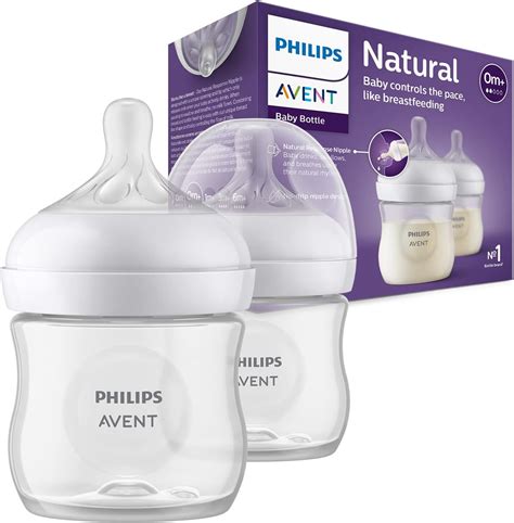 Philips Avent Natural Response Baby Bottle - 2 x 125ml Baby Milk Bottle ...