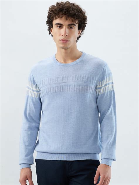 Raymond Men Blue Structure Self Acrylic Blend Sweatshirt – MyRaymond