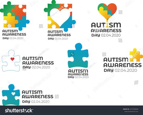 Autism Awareness Day 2020 Logos Stock Vector (Royalty Free) 1673750650