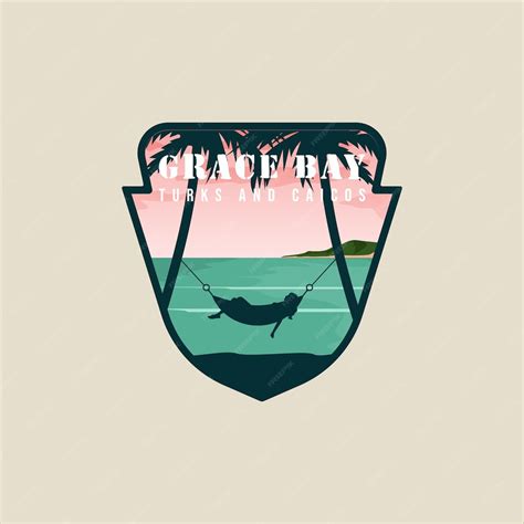 Modelo de ilustração de emblema de vetor de praia de grace bay design ...