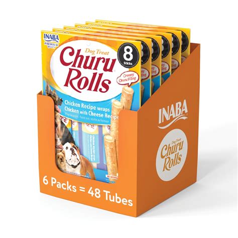 Buy INABA Churu Rolls for Dogs, Chicken with Cheese Recipe, (Pack of 6 ...
