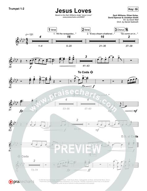 Jesus Loves Trumpet Sheet Music PDF (Zach Williams) - PraiseCharts