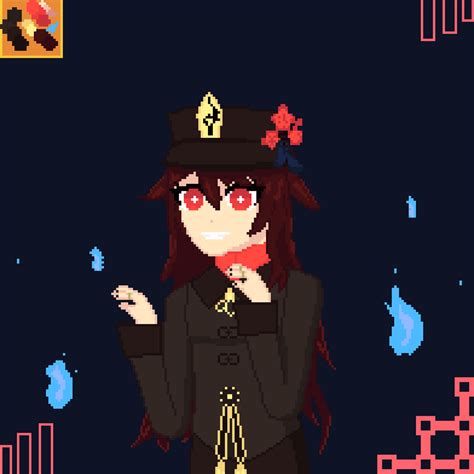 Hutao pixel art by me : r/Genshin_Impact