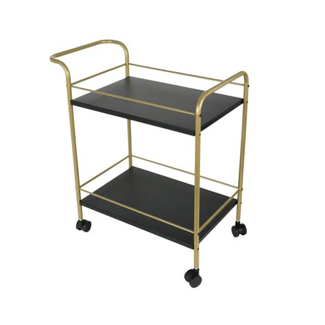 Premium Metal Kitchen Serving Trolley with Wheels (Black & Gold ...