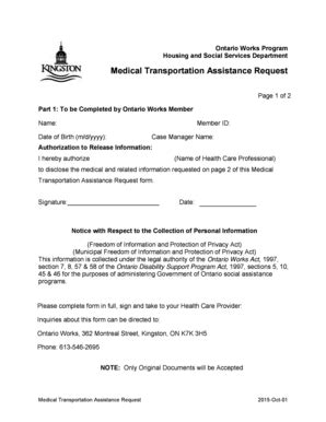 Request For Transportation Assistance | pdfFiller