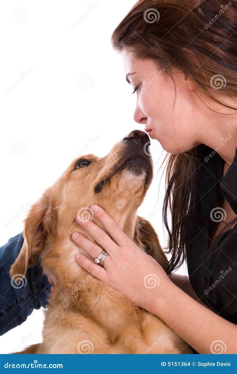 Woman kissing dog. stock photo. Image of enjoy, cuddle - 5151364