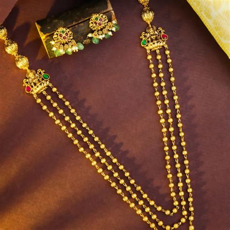 Antique Three-Layer Lakshmi Necklace Set – South Temple Jewellery