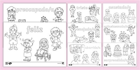 Hojas de colorear: sentimientos y emociones (teacher made)