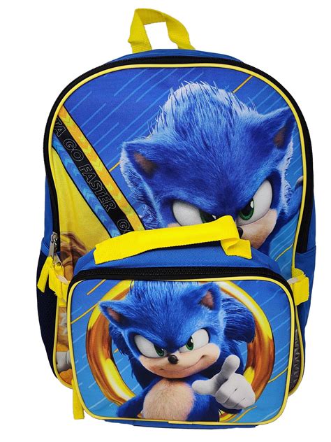 Buy Sonic The Hedgehog Movie Backpack 16 Detachable Insulated Lunch Bag ...