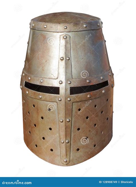High Middle Ages Medieval Great Helmet or Bucket Helm Stock Image ...