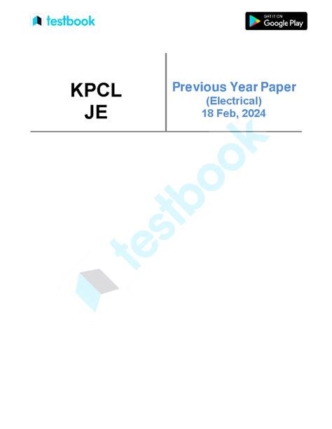 KPCL JE (Electrical) Official Exam Paper - 18 Feb 2024 - Studocu