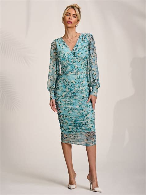 Buy Jolie Moi Green Ruched Mesh Midi Dress from Next India