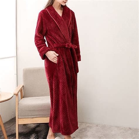 Miluxas Womens Long Fleece Robe - Warm Soft Floor Length Flannel ...
