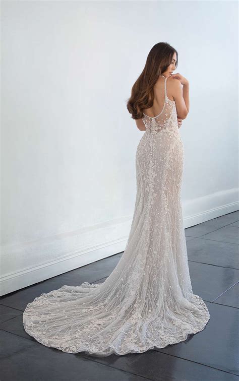 Fitted Sheath Wedding Dress with Spaghetti Straps - 1510 | Fit and flare wedding dress, Fitted ...