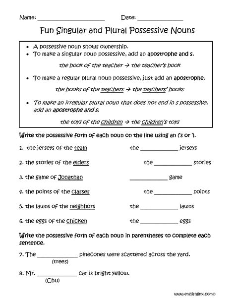 Possessive Nouns Worksheets | Fun Singular and Plural Possessive Nouns ...
