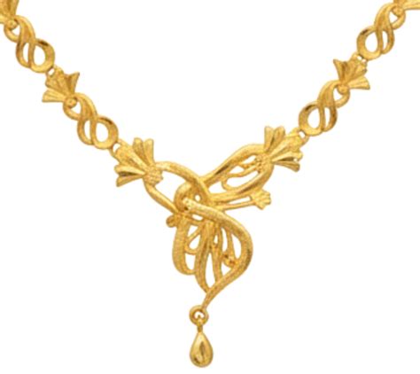 Gold Plated Interlink Har Necklace Set with Twisted Center Drop & Earr ...