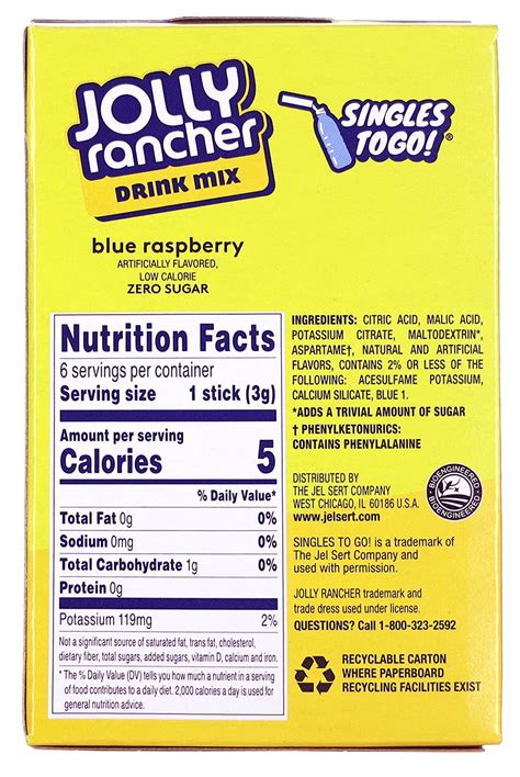 Buy Jolly Rancher Blue Raspberry Singles to Go Drink Mix | 6 Boxes - 36 ...