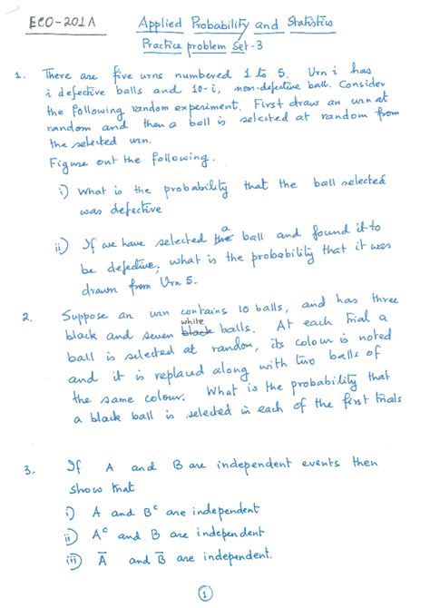 HSO201A-Problem set-3 - Applied Probability and Statistics Practice ...