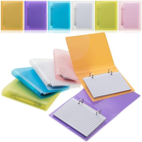 6 Pcs Index Card Binder with Dividers, 50 Pages 2 Dividers Index Card Holder 6 Colors Index ...