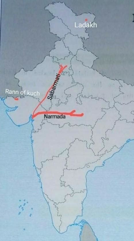 political map of india showing ladakh rann of kutch river narmada river ...
