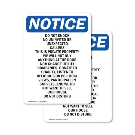 Signmission Do Not Knock No Uninvited Or Unexpected, 12 in W x ...