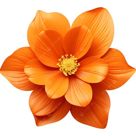 Realistic Beautiful Orange Flower, Illustration, Element, Orange PNG ...