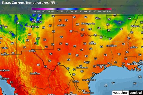 Texas Current Temperatures Map