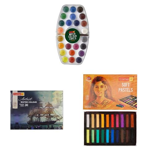Camel Student Water Color Cakes - 24 Shades & Camlin Kokuyo Artist 5ml ...