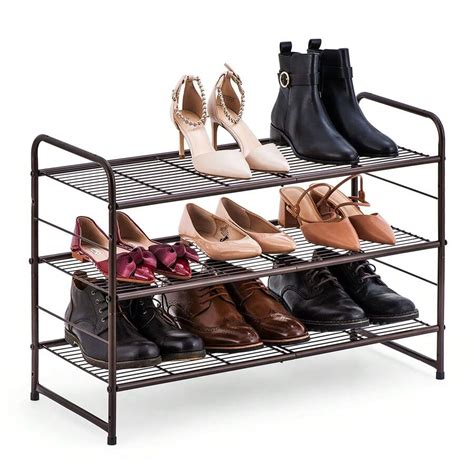 Iron Three-Layer Shoe Rack Stackable, Extendable, Adjustable Storage ...