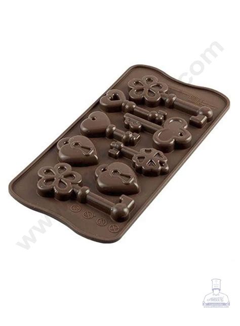 Cake Decor 8 Cavity Lock and Keys Shape Silicone Chocolate Mold ( SBCM ...