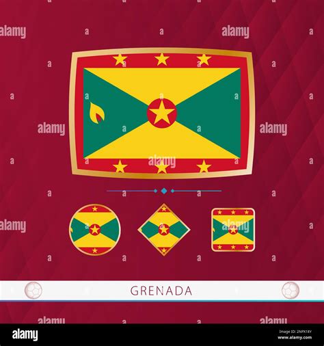 Set of Grenada flags with gold frame for use at sporting events on a ...