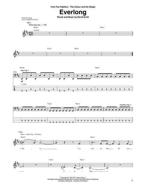 Foo Fighters "Everlong" Sheet Music | Download Printable PDF Score. SKU ...