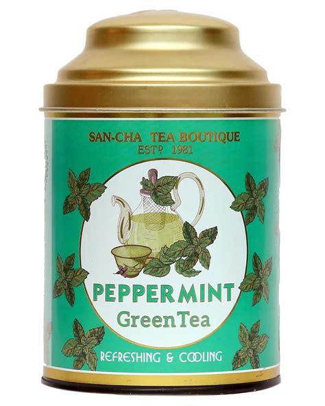Sancha Tea Boutique Peppermint Green Tea, 100gm Loose Leaf Tea, Real ...