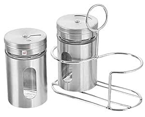 Buy Fun Homes Stainless Steel Salt and Pepper Shakers with Stand, Set ...