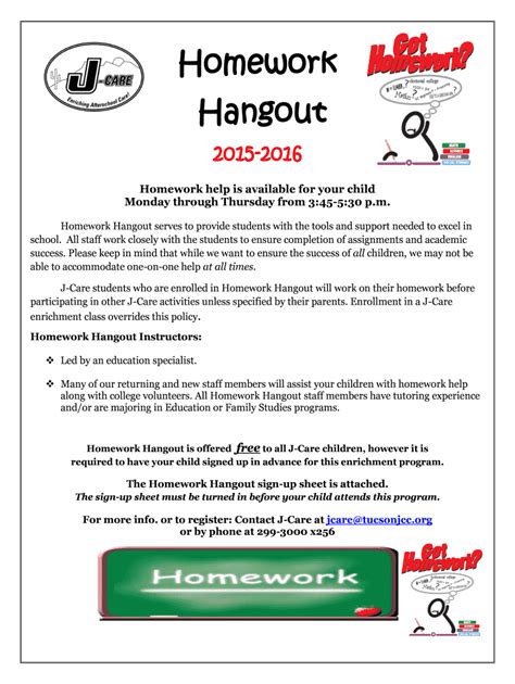 Fillable Online tucsonjcc The 2015-2016 homework flyer - tucsonjcc Fax ...